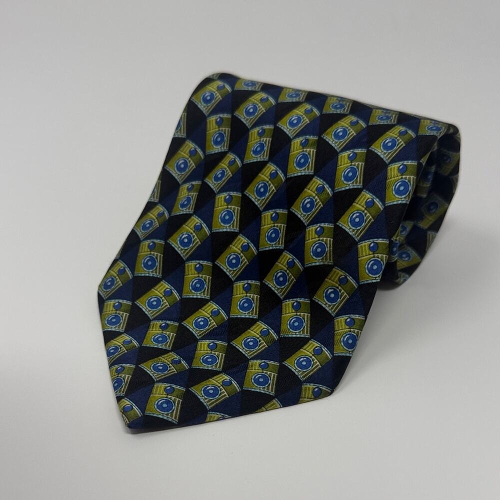 Valentino Cravatte 100% Silk Tie - Black/Blue